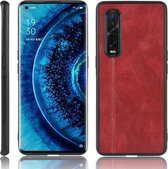 Voor Oppo Find X2 Pro Normale versie Schokbestendig Naaien Koe Patroon Skin PC + PU + TPU Case (rood)