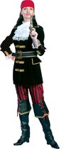 Funny Fashion - Piraat & Viking Kostuum - Piraat Espanha Kostuum Vrouw - Rood, Zwart - Maat 44-46 - Carnavalskleding - Verkleedkleding