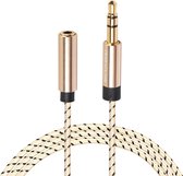 REXLIS 3596 3,5 mm man-vrouw stereo vergulde plug AUX / oortelefoon Katoen gevlochten verlengkabel voor 3,5 mm AUX standaard digitale apparaten, lengte: 3 m