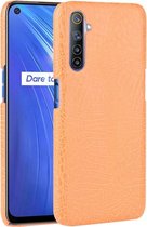 Voor Oppo Realme 6 Shockproof Crocodile Texture PC + PU Case (Orange)