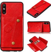 Voor Huawei Enjoy 10e PU + TPU schokbestendige magnetische beschermhoes met kaartsleuven (rood)