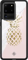 Samsung S20 Ultra hoesje glass - Ananas | Samsung Galaxy S20 Ultra  case | Hardcase backcover zwart