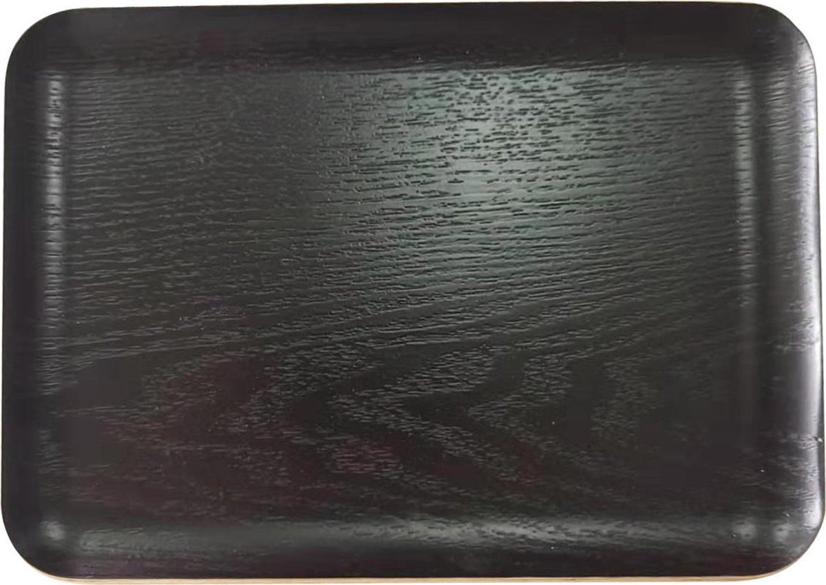 Rechthoekig dienblad antislip 27x20cm Black Wood - 6 pack