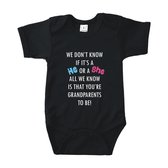 Zwangerschap Aankondiging - Romper We don't know if it's a he or a she. All we know is that you're grandparents to be! - Zwart - Maat 50/56 - zwangerschapsaankondiging - Opa & Oma