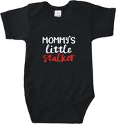 Rompertjes baby met tekst - Mommy's little stalker - Romper zwart - Maat 50/56
