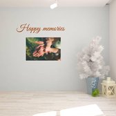 Muursticker Happy Memories -  Bruin -  80 x 16 cm  -  engelse teksten  woonkamer  alle - Muursticker4Sale