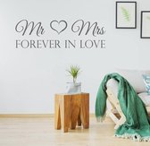 Muursticker Mr & Mrs Forever In Love -  Donkergrijs -  160 x 48 cm  -  slaapkamer  engelse teksten  alle - Muursticker4Sale