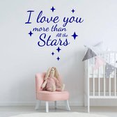 Muursticker I Love You More Than All The Stars -  Donkerblauw -  80 x 93 cm  -  engelse teksten  baby en kinderkamer  alle - Muursticker4Sale