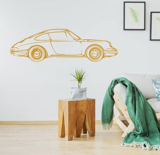 Muursticker Sportwagen - Goud - 80 x 23 cm - baby en kinderkamer - voertuig slaapkamer woonkamer alle muurstickers baby en kinderkamer