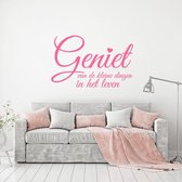 Muursticker Geniet Van De Kleine Dingen In Het Leven -  Roze -  120 x 76 cm  -  alle muurstickers  slaapkamer  woonkamer  nederlandse teksten - Muursticker4Sale