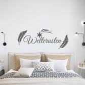 Muursticker Welterusten Veer En Sterren - Donkergrijs - 160 x 63 cm - alle muurstickers slaapkamer