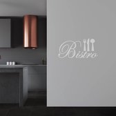 Muursticker Bistro (Met Bestek) - Lichtgrijs - 120 x 60 cm - keuken engelse teksten