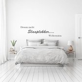 Muursticker Droom Zacht Slaaplekker Welterusten - Donkergrijs - 160 x 40 cm - slaapkamer alle