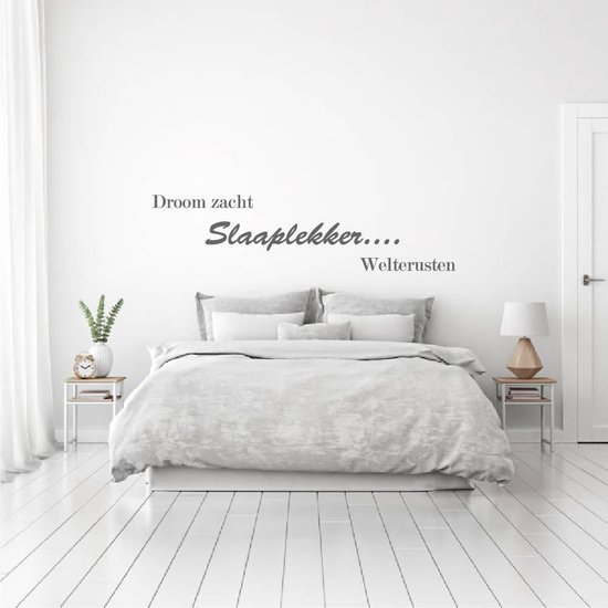 Sticker Muursticker Dream Soft Sleeper Welterusten - Gris foncé - 160 x 40 cm - Muursticker4Sale