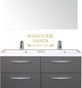 Muursticker Wash Your Hands Mom Said So -  Goud -  33 x 15 cm  -  keuken  engelse teksten  toilet  alle - Muursticker4Sale
