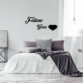 Muursticker Follow Your Heart - Donkerblauw - 120 x 51 cm - woonkamer slaapkamer engelse teksten