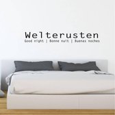 Sticker Muursticker Welterusten - Argent - 80 x 11 cm - Chambre à coucher textes néerlandais textes anglais - Muursticker4Sale