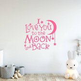 Muursticker I Love You To The Moon And Back -  Roze -  40 x 40 cm  -  baby en kinderkamer  alle - Muursticker4Sale