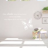 Muursticker Vlinder Naar Boven -  Wit -  120 x 71 cm  -  woonkamer  slaapkamer  nederlandse teksten  alle - Muursticker4Sale