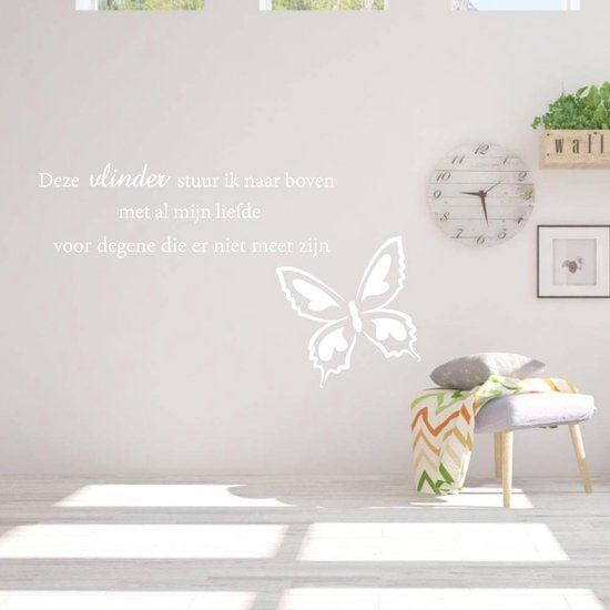 Muursticker Vlinder Naar Boven - Wit - 120 x 71 cm - woonkamer slaapkamer alle
