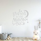 Muursticker I Love You To The Moon And Back -  Lichtgrijs -  120 x 120 cm  -  baby en kinderkamer  alle - Muursticker4Sale