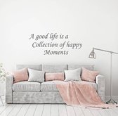 Muursticker A Good Life - Donkergrijs - 160 x 64 cm - taal - engelse teksten woonkamer slaapkamer alle