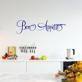 Muursticker Bon Appetit | Keuken | Muurtekst | Franstalig | Eet Smakelijk - Donkerblauw - 80 x 22 cm - keuken alle