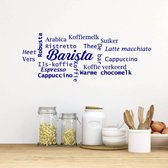 Muursticker Barista Wolk - Donkerblauw - 80 x 30 cm - nederlandse teksten keuken