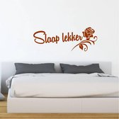 Muursticker Slaap Lekker Met Roos -  Bruin -  120 x 43 cm  -  nederlandse teksten  slaapkamer  alle - Muursticker4Sale