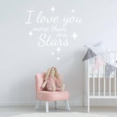 Muursticker I Love You More Than All The Stars - Wit - 60 x 62 cm - engelse teksten baby en kinderkamer