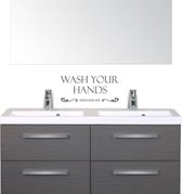 Muursticker Wash Your Hands Mom Said So - Donkergrijs - 33 x 15 cm - keuken engelse teksten toilet
