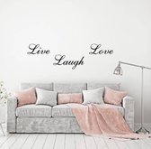 Muursticker Live Laugh Love -  Zwart -  80 x 24 cm  -  woonkamer  slaapkamer  engelse teksten  alle - Muursticker4Sale