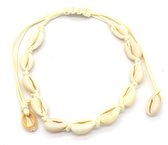 Enkelbandje met Schelpen - Anklet - Lengte Verstelbaar - Beige - Dielay