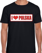 I love Polska / Polen landen t-shirt zwart heren XL