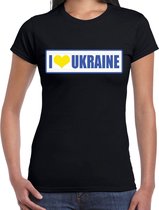 I love Ukraine / Oekraine landen t-shirt zwart dames M