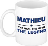 Naam cadeau Mathieu - The man, The myth the legend koffie mok / beker 300 ml - naam/namen mokken - Cadeau voor o.a verjaardag/ vaderdag/ pensioen/ geslaagd/ bedankt