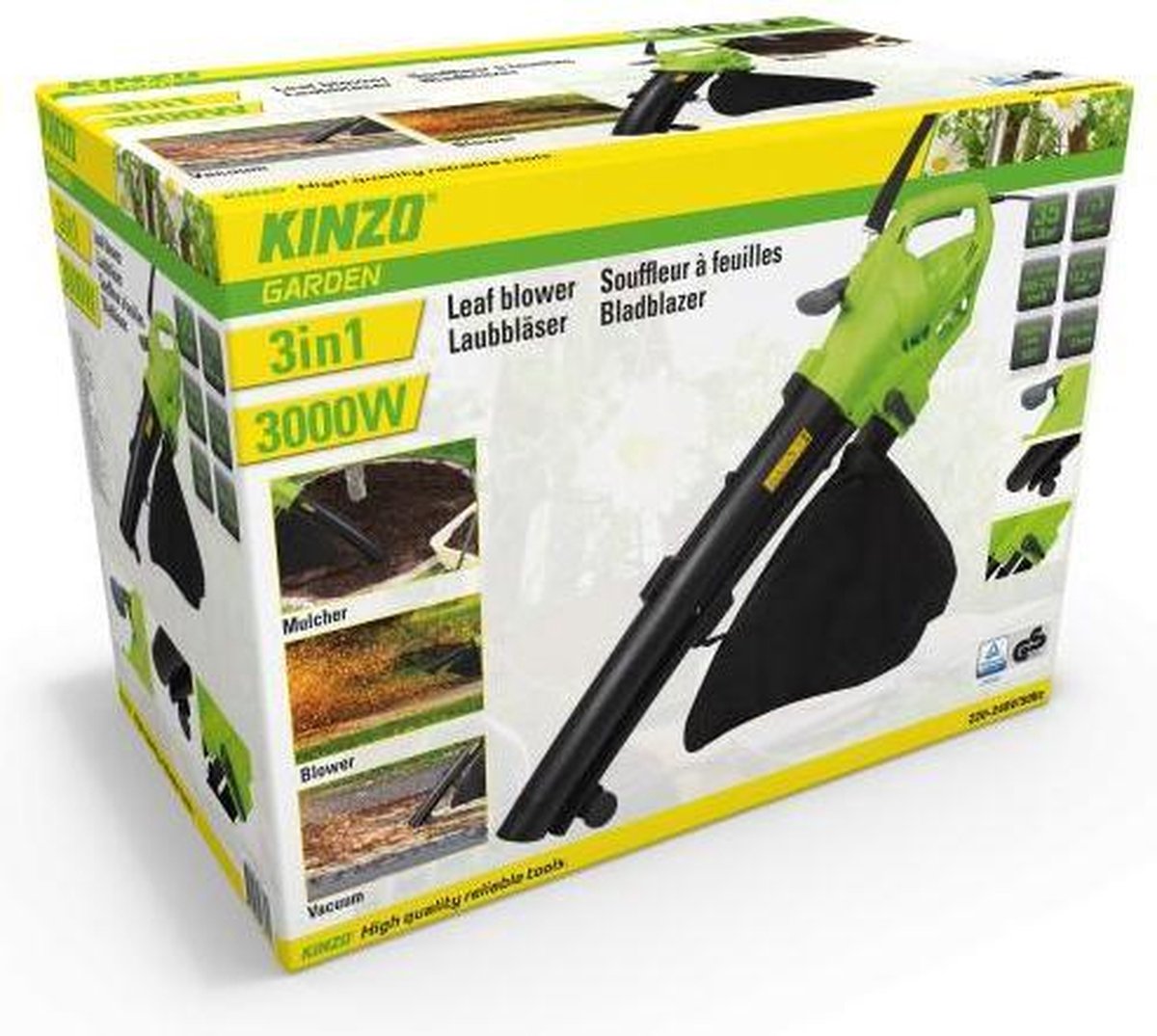 Kinzo Garden bladblazer - met opvangzak - 3000W - 3-in-1 - blazen, zuigen  en mulchen | bol.com