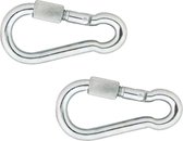 12x stuks karabijnhaak / karabijnhaken met schroefsluiting verzinkt staal 6 cm - snaphooks/ carabiners