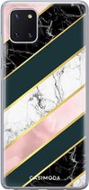 Samsung Note 10 Lite hoesje siliconen - Marmer strepen | Samsung Galaxy Note 10 Lite case | zwart | TPU backcover transparant