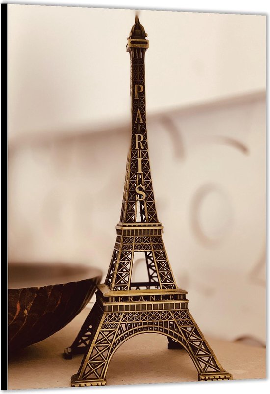 Dibond –Miniatuur Eiffeltoren– 60x90cm Foto op Aluminium (Met Ophangsysteem)