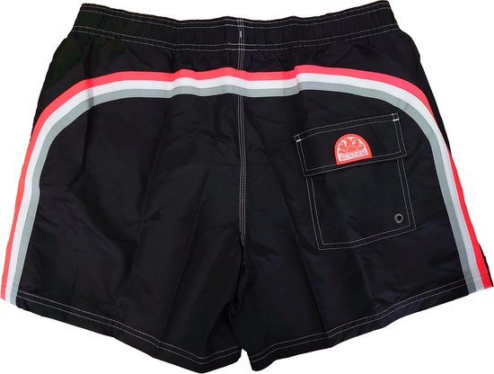 Sundek M504 Uni Board short Heren - M504  14Mid Length Swim Shorts with Rainbow Logo - Maat XL  - Kleur  Zwart / Black
