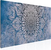 Schilderijen Op Canvas - Schilderij - Hypnosis (5 Parts) Blue Narrow 200x80 - Artgeist Schilderij