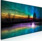 Schilderijen Op Canvas - Schilderij - Rainbow Aurora (1 Part) Narrow 135x45 - Artgeist Schilderij