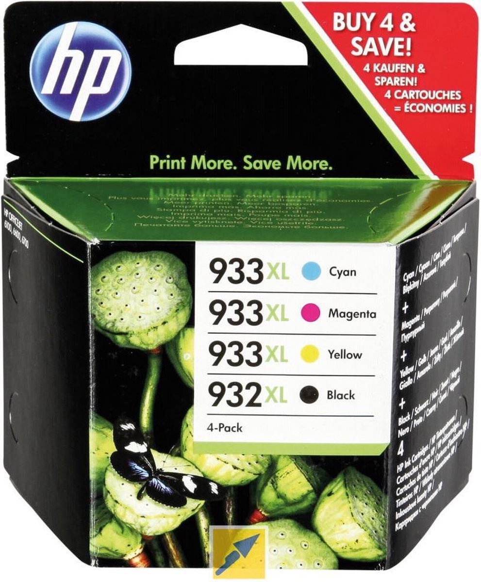 Besmetten meer Titicaca ingesteld HP 932XL / 933XL - Inktcartridge / Zwart / Kleur / Hoge Capaciteit / 4-Pack  | bol.com