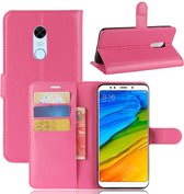 Voor Xiaomi Redmi 5 Plus Litchi Texture Horizontal Flip Leather Case met houder & kaartsleuven & portemonnee (Magenta)