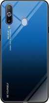 Voor Galaxy A8s Gradient Color Glass Case (blauw)