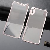 Titanium legering rand volledige dekking voor + achterkant gehard glas screenprotector voor iPhone XR (rose goud)