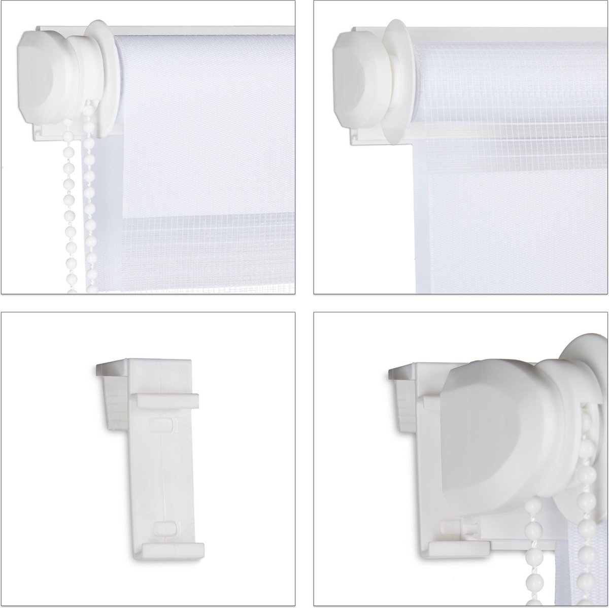 Duo rolgordijn wit - lichtdoorlatend - zonder boren - 7 verschillende afmetingen 110x150cm – foto 4