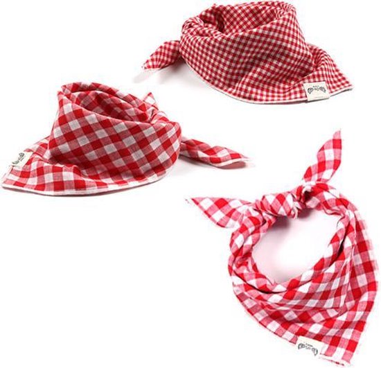 Tsathoggua 4 stuks hondenhalsdoek, driehoekige katoenen halsdoek, geruit, voor kleine, middelgrote en grote honden, wasbaar en duurzaam, verstelbare pasvorm