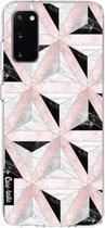 Casetastic Samsung Galaxy S20 4G/5G Hoesje - Softcover Hoesje met Design - Marble Triangle Blocks Pink Print